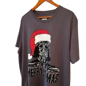 Star Wars Tee Santa Darth Vader Merry Sithmas Graphic T-shirt Gray Red 2X XXL